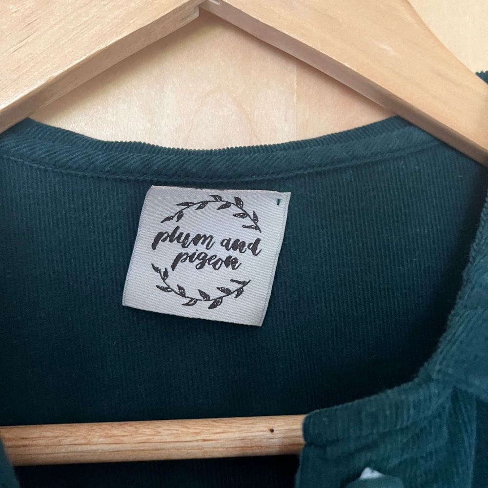 Plum & Pigeon Peter Pan corduroy  Green Dress - Picture 4 of 4